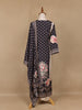 Black Floral Design Printed Cotton Salwar Suit - Diadem