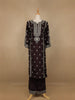Black Floral Designed Raw Silk Salwar Suit - Diadem