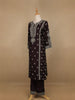 Black Floral Designed Raw Silk Salwar Suit - Diadem