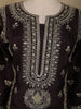 Black Floral Designed Raw Silk Salwar Suit - Diadem