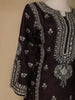 Black Floral Designed Raw Silk Salwar Suit - Diadem