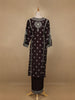 Black Floral Designed Raw Silk Salwar Suit - Diadem