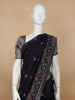 Black Floral Designed Raw Silk Saree - Diadem