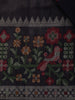 Black Floral Designed Raw Silk Saree - Diadem