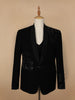 Black Floral Designed Reception Men's Suit - Diadem