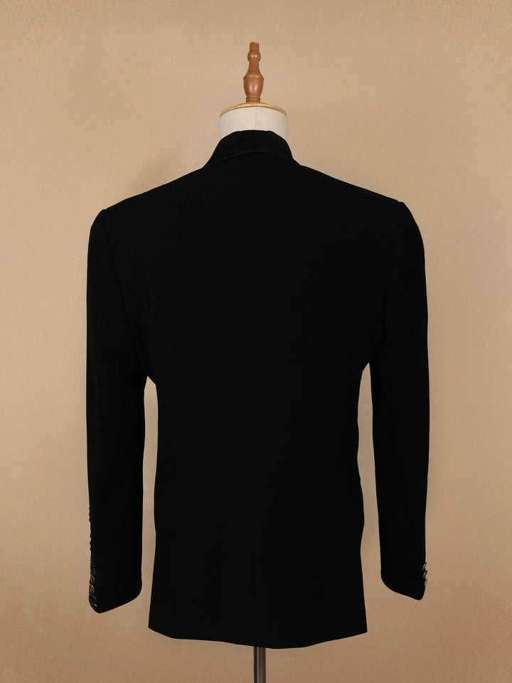 Black Floral Designed Reception Men's Suit - Diadem