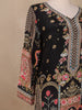 Black Floral Designed Semi Silk Palazzo Salwar Suit - Diadem