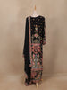 Black Floral Designed Semi Silk Palazzo Salwar Suit - Diadem