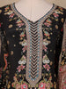 Black Floral Designed Semi Silk Palazzo Salwar Suit - Diadem