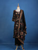 Black Floral Designed Semi Silk Salwar Suit - Diadem