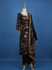 Black Floral Designed Semi Silk Salwar Suit - Diadem