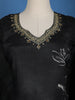 Black Floral Designed Semi Silk Salwar Suit - Diadem