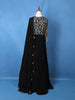 Black Floral Embroidered Bead Work Georgette Gown