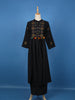 Black Floral Embroidered Cotton Palazzo Salwar Suit - Diadem