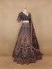Black Floral Embroidered Semi Silk Lehenga for Brides - Diadem