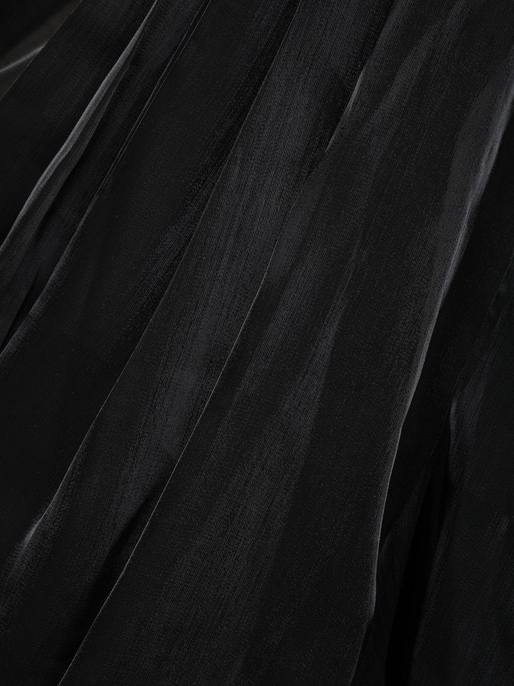 Black Floral Embroidery Organza Ready To Wear Saree with Designer Blouse - Diadem