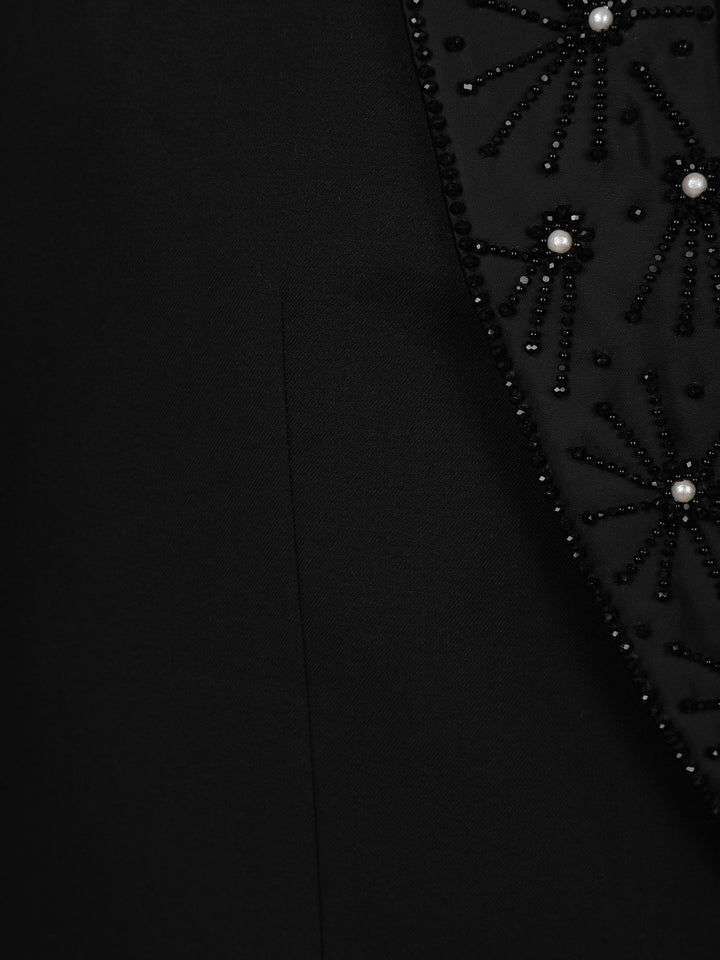 Black Floral Embroidery Rayon Men's Suit - Diadem