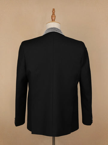 Black Floral Embroidery Rayon Men's Suit - Diadem