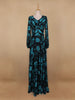 Black Floral Print Chiffon Partywear Gown - Diadem