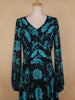 Black Floral Print Chiffon Partywear Gown - Diadem