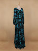 Black Floral Print Chiffon Partywear Gown - Diadem
