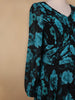 Black Floral Print Chiffon Partywear Gown - Diadem