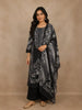 Black Floral Print Design Cotton Straight Cut Salwar Suit