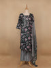 Black Floral Printed Cotton Salwar Suit - Diadem