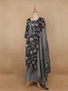 Black Floral Printed Cotton Salwar Suit - Diadem