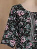 Black Floral Printed Cotton Salwar Suit - Diadem