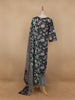 Black Floral Printed Cotton Salwar Suit - Diadem
