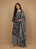 Black Floral Printed Cotton Salwar Suit