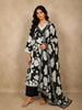 Black Floral Printed Cotton Salwar Suit with Dupatta