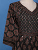 Black Floral Printed Cotton Salwar Suit - Diadem