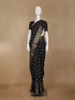 Black Floral Printed Cotton Saree - Diadem