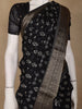 Black Floral Printed Cotton Saree - Diadem