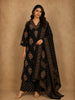 Black Floral Printed Design Cotton Salwar Suit with Dupatta