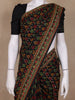 Black Floral Printed Kantha Work Chanderi Cotton Saree - Diadem