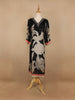 Black Floral Printed Semi Silk Kurti - Diadem