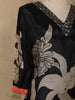 Black Floral Printed Semi Silk Kurti - Diadem