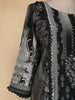 Black Floral Printed Semi Silk Salwar Suit - Diadem