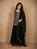 Black Floral Thread Embroidered Design Georgette Palazzo Suit with Dupatta