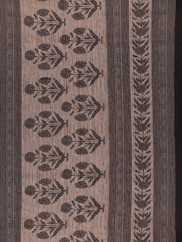 Black Floral Woven Design Tussar Silk Saree - Diadem