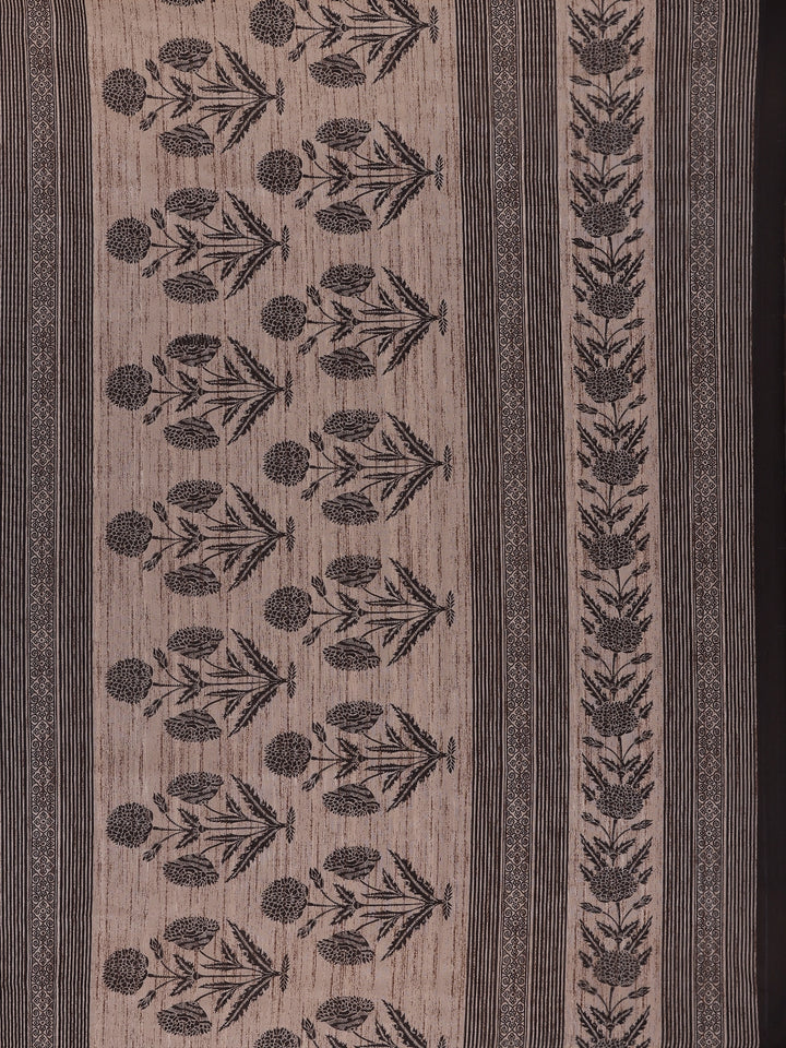 Black Floral Woven Design Tussar Silk Saree - Diadem
