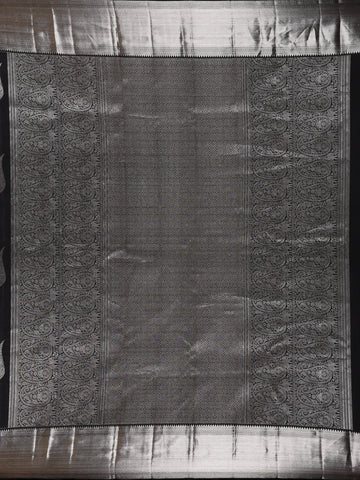 Black Floral Woven Pure Kanchipuram Silk Saree - Diadem