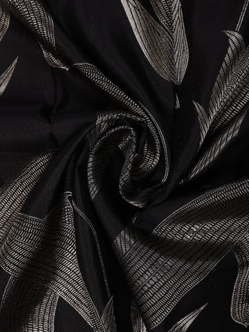 Black Floral Woven Pure Kanchipuram Silk Saree - Diadem