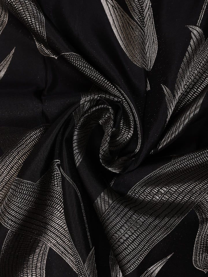 Black Floral Woven Pure Kanchipuram Silk Saree - Diadem