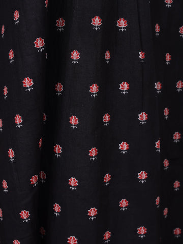 Black Floral Designed Cotton Salwar Suit - Diadem