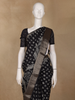 Black Floral Printed Cotton Saree - Diadem