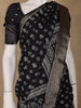 Black Floral Printed Cotton Saree - Diadem